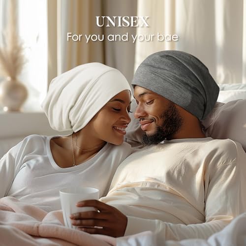 LULUSILK 100% Mulberry Silk Bonnet for Sleeping Women and Men, White - Image 6