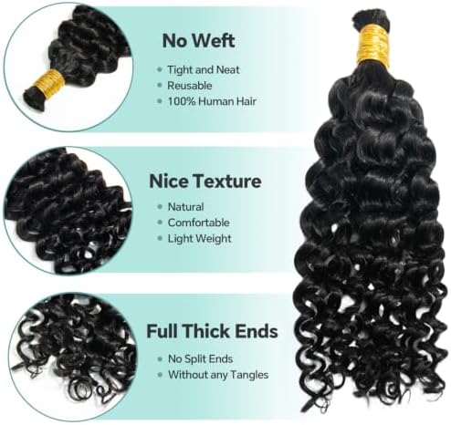YWIGS Boho Hair for Braiding 100G Water Wave Human Braiding Hair NC 20inch - Image 2