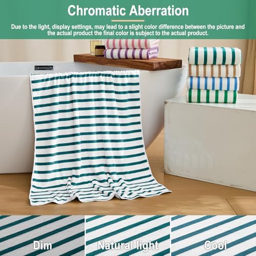 JML Microfiber Beach Towels, 4 Pack, 27" x 55", Cabana Stripe Dark Green - Image 6
