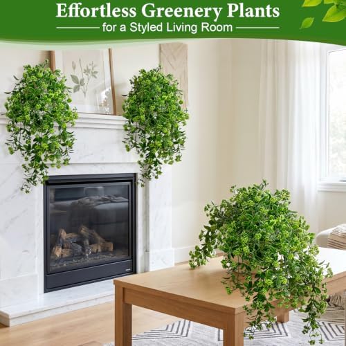 4Pcs Fake Hanging Plants, 28" Artificial Plants Faux Green Eucalyptus Vines - Image 6
