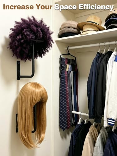 2 Pack Wig Stand Wall Mount, Metal Hat Display Holder with Velvet Cover - Image 3