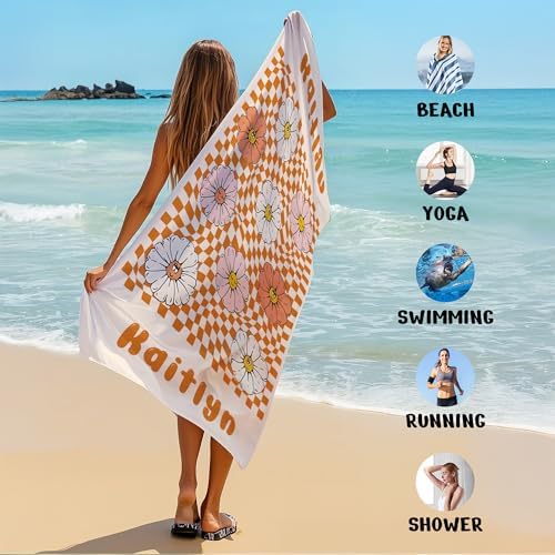 JML Personalized Beach Towel with Name, Custom Flower Beach Towel, Customized Microfiber Pool Towel, Quick Dry & Absorbent Swim Towel for Adult,Anniversary, Birthday, Summer Holiday,Vacation - Image 6