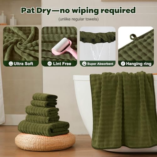 COZYART Lint Free 8 Pcs Bathroom Towels Set Ultra Soft Microfiber Fluffy - Image 7