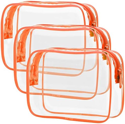 PACKISM Clear Makeup Bag with Zipper - TSA Approved Toiletry Bag, Orange by Packism