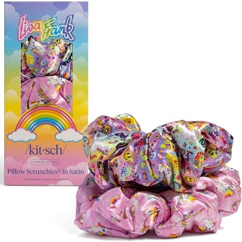 Lisa Frank x Kitsch Pillow Satin Scrunchies for Women - 2pcs by Kitsch