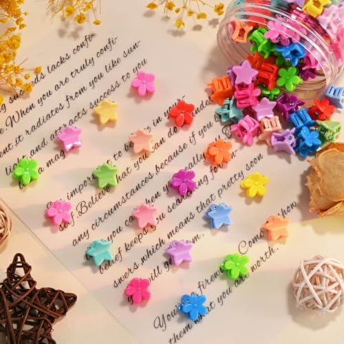 100Pcs Mini Flower Hair Clips, Hair Accessories (Bright Color-Flower+Star) - Image 6