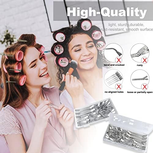 HiJeaton Metal Silver Duck Clips for Women Styling Curl Rollers Loc Retwist - Image 5