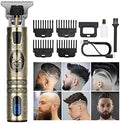 Professional Hair Trimmer for Men, Beard Trimmer Hair Clippers for Men, Cordless Rechargeable Hair Trimmer Metal Body Cutting Grooming Kit,Beard Shaver Barbershop (Bronze with LCD) by YOGINGO