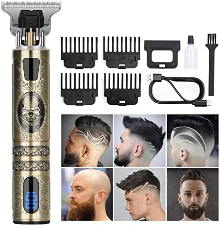 Professional Hair Trimmer for Men, Beard Trimmer Hair Clippers for Men, Cordless Rechargeable Hair Trimmer Metal Body Cutting Grooming Kit,Beard Shaver Barbershop (Bronze with LCD) by YOGINGO