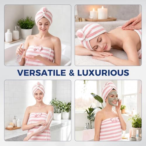Oversized Bath Towel Wrap for Women with Plus Size Hair Dry Towel Set - Image 5