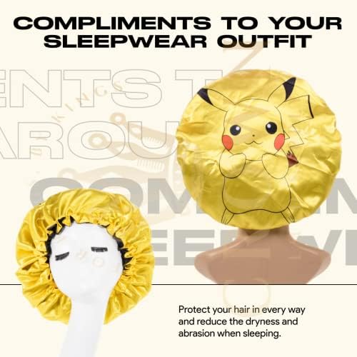 Large Bonnet - Silky Satin Bonnet with Elastic Soft Band (Yellow Poke Bonnet) - Image 5