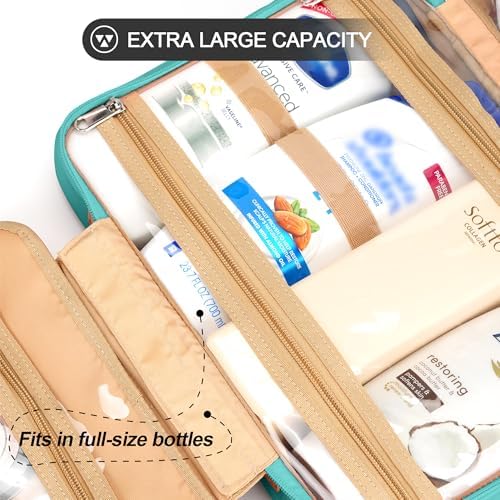 COOSKY Travel Hanging Toiletry Bag for Women, Cruise Ship Essentials, with Jewelry Organizer, Extra Large Makeup Dopp Kit, Waterproof Cosmetic Bags, Toiletries Kit Set with Trolley Belt, Blue - Image 4