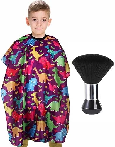 Kids Barber Cape with Neck Duster Brush, Salon Hair Cutting Apron by YELEGAI