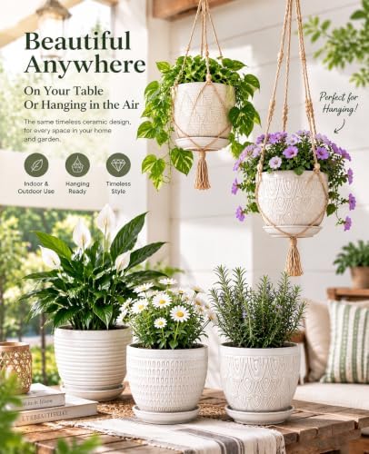 4.8 Inch Succulent Pots, Flower Pots, Ceramic Planters for Indoor Plants - Image 2