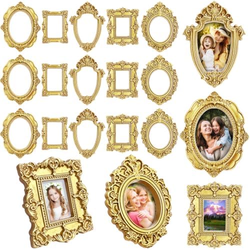 20 Pcs Mini Gold Vintage Picture Frames for DIY Wall Hanging,Craft Decor by Guuozzli