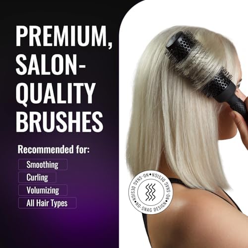 ERGO Ceramic Ionic Round Brush for Blow Out - Salon Quality Hair Brushes for Women - Roller Brush for Blow Drying, Wet and Dry Hair Styling, Volumizing Hair Care - ER65: 2.5" - Image 3