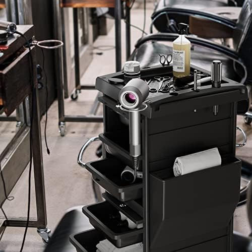 OmySalon Salon Trolley with Lock 6 Drawers, Hot Tools Holder, Hair Cart Organizer w/Wheels, Salon Rolling Cart for Barber Hairdresser Cosmetology Lockable Stylist Storage Station - Image 2