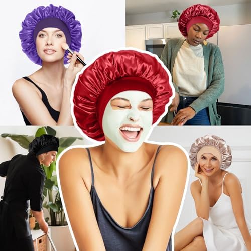 4Pcs Satin Bonnet Silk Bonnet, Hair Bonnet for Sleeping - Image 6