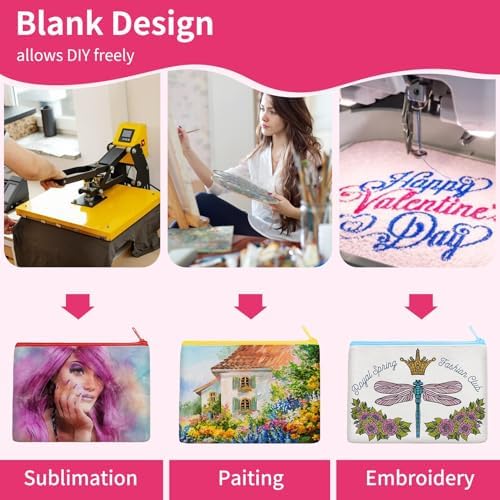 AMDAILY 10Pcs Canvas Makeup Bags Bulk, Cotton Sublimation DIY Cosmetic Bag - Image 3