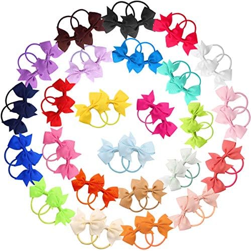 CÉLLOT Baby Hair Ties with Bows,50pc 2 inch Baby Hair Bow Ponytail Holders - Image 4
