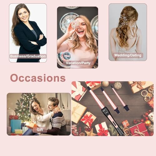 JAETON Curling Iron Wand Set 3 in 1 with 0.35"-1.25" Ceramic Barrels - Image 7