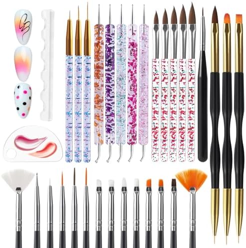 Artdone 32pcs Nail Art Brushes Tools Set Dotting Tools for Gel Polish by Artdone