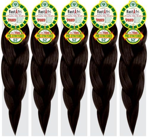 Rast A fri Freed'm Silky Braid 52 Inch Pre-Stretched Braiding Hair | 100% Afrelle Modacrylic Fiber from Kanekalon | Soft Lightweight Hair for Box Braids & Twists, #2 Dark Brown - 5 Pack - Image 2