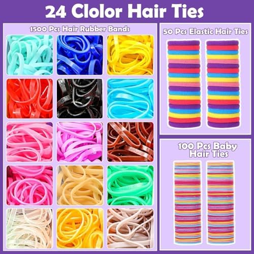 Hair Accessories for Girls, 1698 Pcs Hair Rubber Bands with Elastic Hair Ties Hair Clips Hair Wax Stick Spray Bottle Hair Styling Tools - Image 4