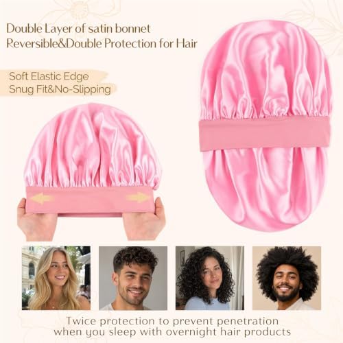 YANIBEST Soft Satin Bonnet for Men Women, Sleep Cap to Maintain Moisture - Image 3