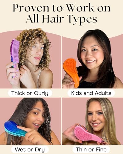 Lily England Glitter Hair Brush Set with Wide Tooth Comb for Girls, Purple - Image 4