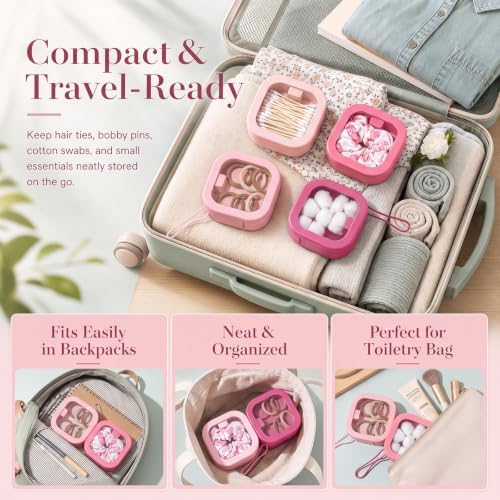 Kathfly 4 Pcs Hair Tie Organizer Travel, Stackable, Pink Range - Image 4