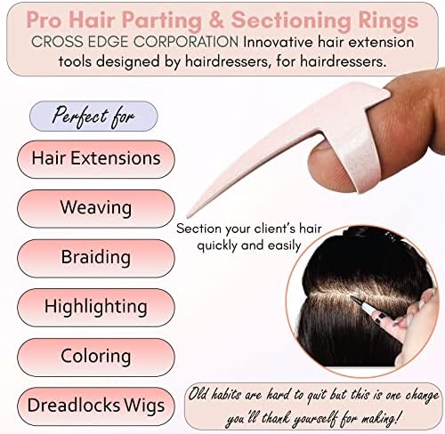 Pro Hair Parting & Sectioning Rings - Stainless Steel Finger Braiding Hair Pick Tools for Durable Dreadlocks Wig, Curling, Weaving, Styling, Balayage, & Quick Installation of Remy Human Hair - Image 2