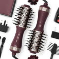 Travel Dual Voltage Hair Dryer Brush 4-in-1 Portable Mini Hot Air Blow Dryer Straightener & Curler Brush, Automático Doble Voltaje Cepillo Secador De Cabello 110~240V US/EU/UK -Blackcurrant Rose Gold by MayAllDreamsRealizedEndingMisfortuneInAuspicious