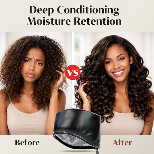 Heated Hair Cap, PU Leather Deep Conditioning Cap, 10 Heat Levels - Image 5
