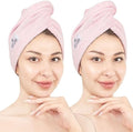 American Soft Linen 100% Cotton Hair Towels for Women, Head Towel Cap, Cotton Hair Turban Towel Wrap for Long Curly Anti Frizz Hair, Soft and Absorbent Cotton Hair Towels 2 Pack, Pink by AmericanSoftLinen