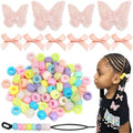 100PCS Hair Beads for Braids Peach Small Hair Bows Embroidery Butterfly Hair Clips Colorful Gradient Pony Beads Loc Jewelry for Women Girls by Arocooy
