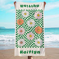 JML Custom Flower Beach Towel with Name, Microfiber, 35 x 70 in by JML
