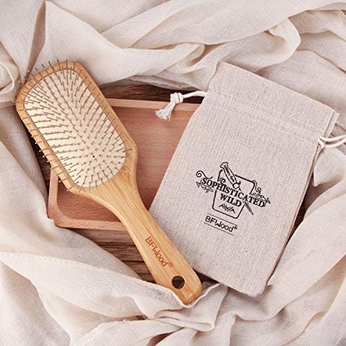 BFWood Bamboo Hair Brush with Steel Bristles,Metal Bristle Hair Brush - Image 7