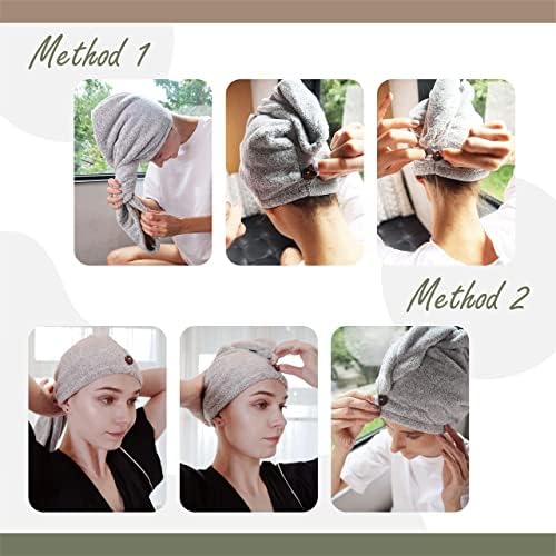 myHomeBody Hair Towel Wrap, Quick Drying Turban, Absorbent Cap – 2 Pack - Image 4