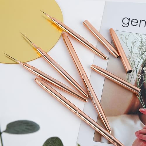 Artdone Metallic Nail Art Pens, Liner Brushes Set, 5PCS Gold Nail Tools - Image 7