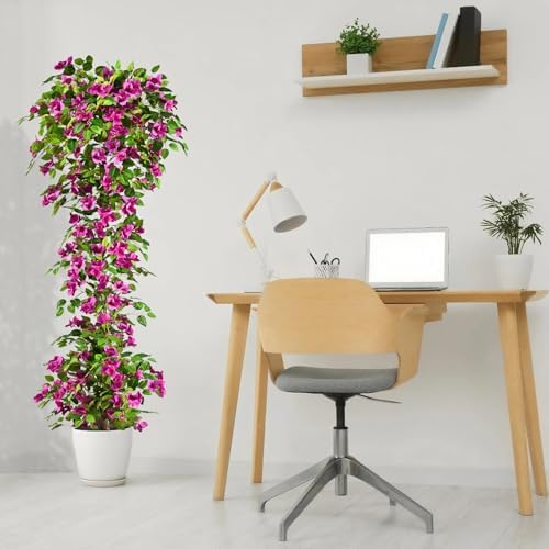 Artificial Bougainvillea Tree -6FT Faux Bougainvillea Tree with Realistic Flowers, Tall Fake Flower Tree for Indoor or Outdoor Decor, Silk Floral Plant for Living Room, Porch, Garden (Purple) - Image 5
