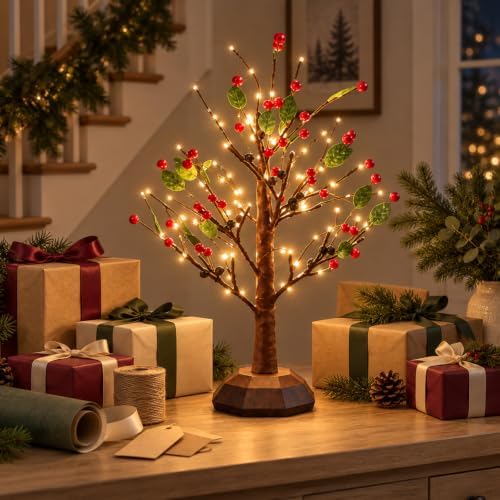 Tabletop Berry Bush,Bonsai Tree Decorative Led Lights by Unknown