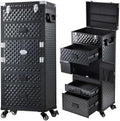 Rolling Makeup Case Salon Cart 5-In-1 Cosmetology Case on Wheels 3 Drawers by Costravio