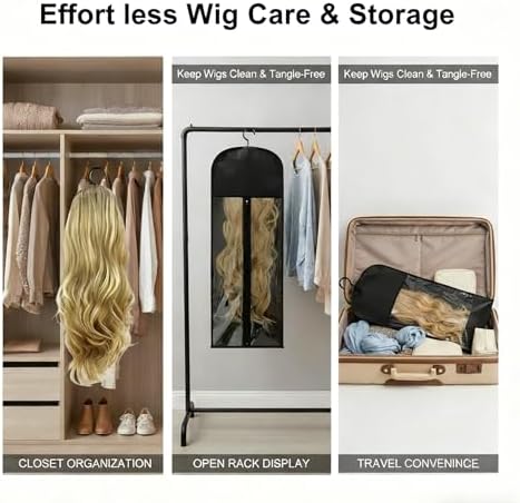 4Pcs Extra Long Wig Storage Bags with Hanger - 31.5in Breathable Wig Organizer, Dust-Proof Clear Window Design for Short/Medium/Long Wigs, Travel & Home Hair Salon Use - Image 2