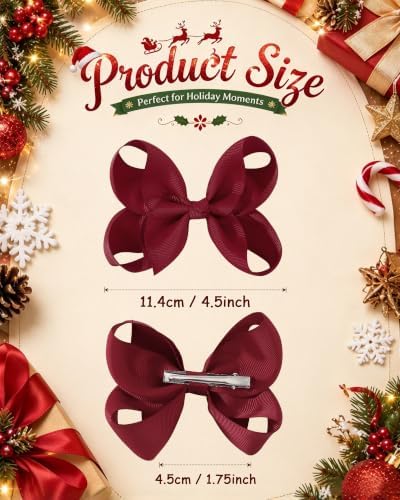 YHXX YLEN 10pcs Christmas Hair Bows for Girls, 4.5 Inch Toddler Bows Clips - Image 2