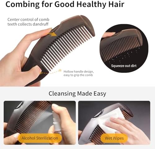 Dandruff Comb Wide Tooth, Stainless Steel Fine Tooth Lice/Psoriasis Scalp Detox Comb for Women, Men & Kids, Professional Portable Sweep/Massage/Clean Shower Brush Tool for Hair Care/Growth (Blue) - Image 6