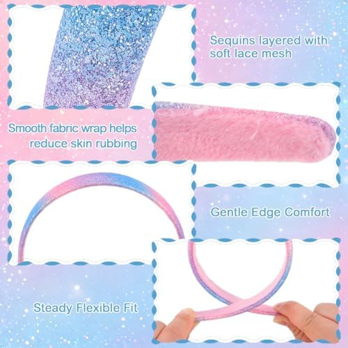 4 PCS Girls Headbands for Little Girls 6-12 Princess Dress Up, Lace Mesh - Image 4