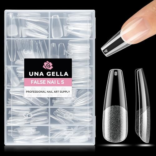 UNA GELLA Long Coffin Nail Tips, 216pcs/12 Sizes Soft Gel Tips by UNAGELLA