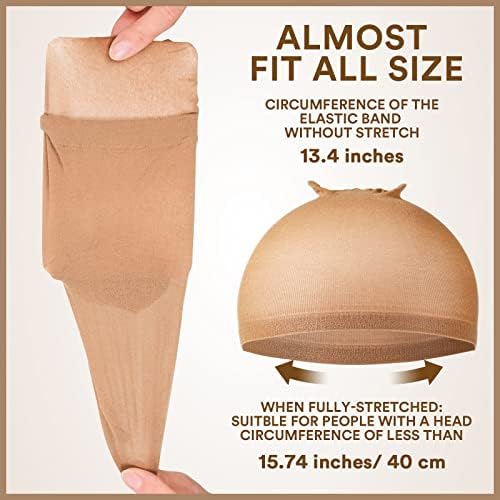 Teenitor 20Pcs Wig Cap Light Brown Stretchy Nylon Wig Cap for Women - Image 2