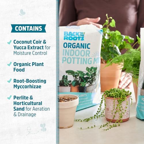 Back to the Roots 100% Organic Indoor Potting Mix (6 Quart), Promotes Healthy Houseplant Growth, Made in The USA - Image 4
